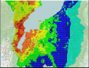 震度分布 (琵琶湖西岸断層帯地震case1)