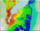 震度分布 (琵琶湖西岸断層帯地震case2)