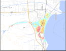 天川ダム下流における洪水浸水想定図